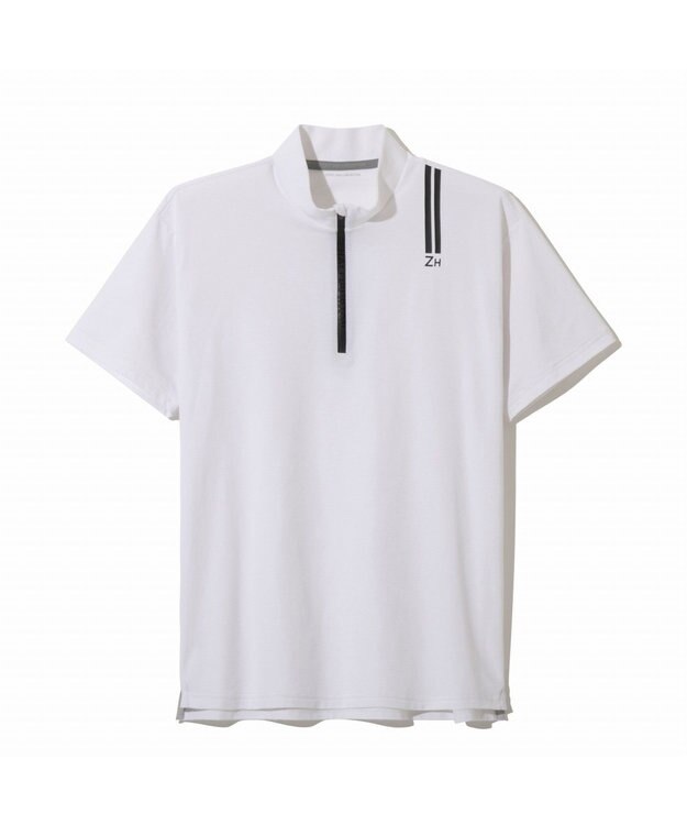 ZERO HALLIBURTON 【吸水速乾・UVケア】 ダブルリブ着心地ジッパーモックネックTシャツ ZHG-M5S7d 82955 ホワイト