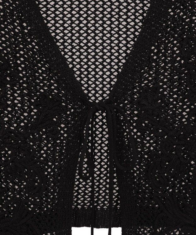 earth music&ecology フラワー刺繍メッシュベスト Black