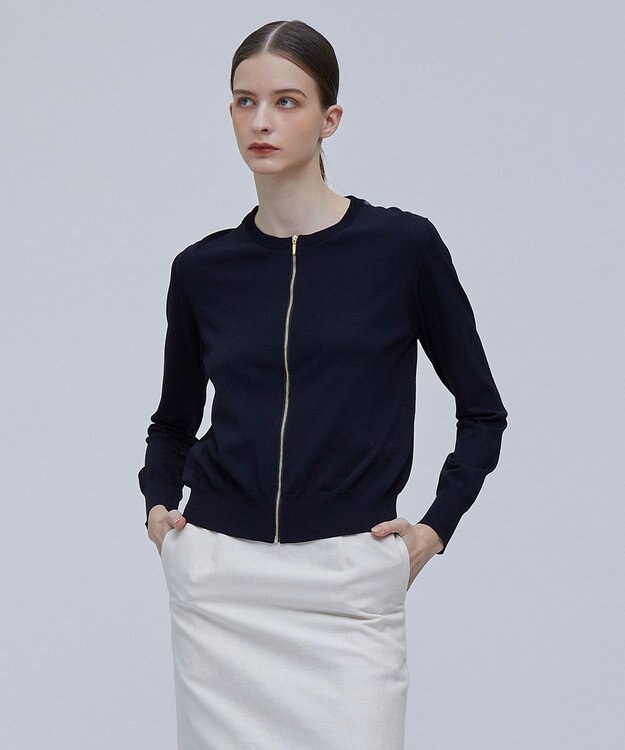 BEIGE， NADIA / ジップアップカーディガン Navy