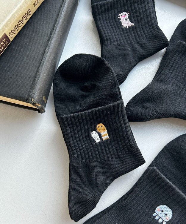 WEGO アニマル刺繍アンクル底パイルソックス 柄8