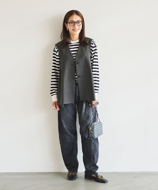 #Newans 【セレモニーにも】〈亀恭子さんコラボ〉サイドギャザージレ グレー