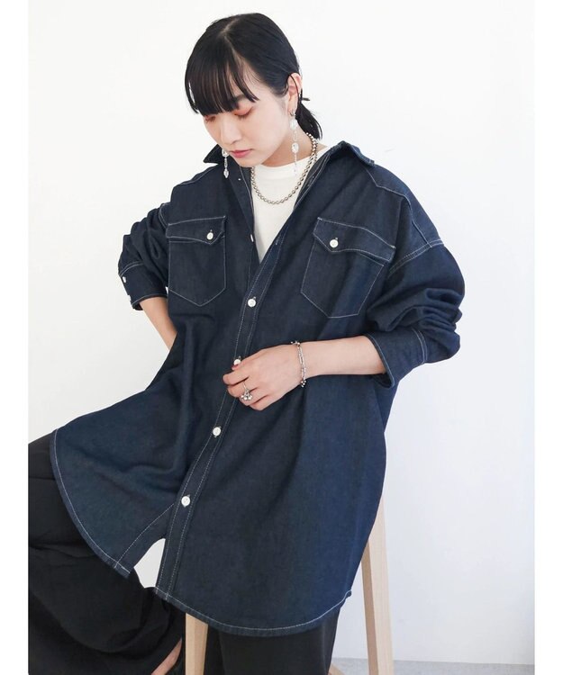 Green Parks ウエスタンＢｉｇデニムシャツ Dark Indigo