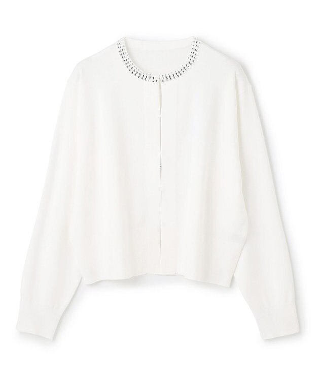 UNFILO ネックビジュー カーディガン オフ