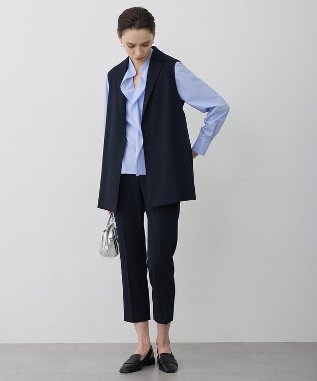 ICB L 【先行予約】 ミックスブッチャー バックスリットジレ ネイビー