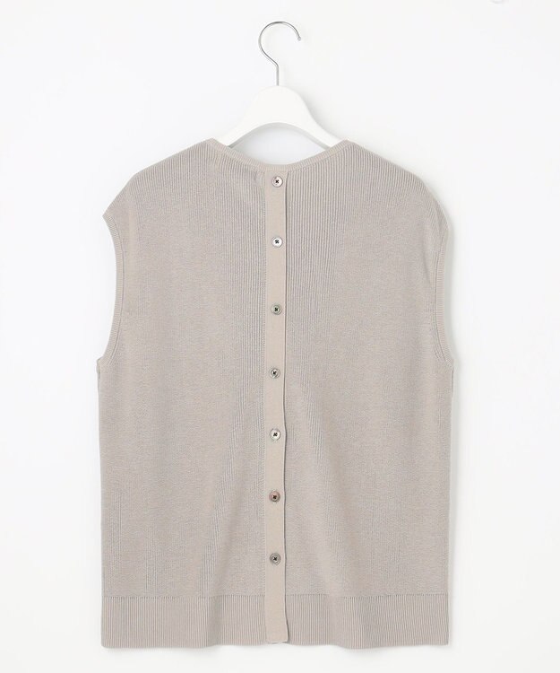 J.PRESS LADIES L 【洗える】コットンアセテート畦 ニットベスト ライトグレー系