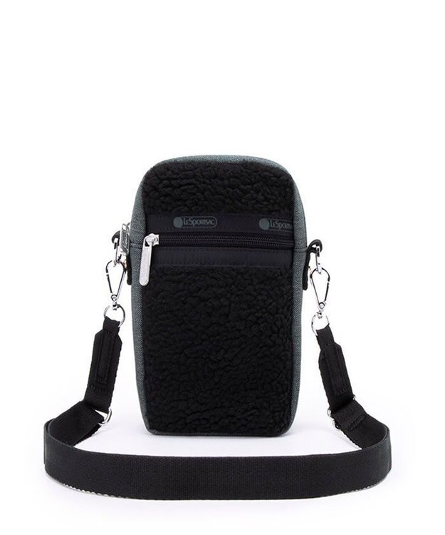LeSportsac DENIM PHONE CROSSBODY/ブラックデニム/ブラックシェルパ ブラックデニム/ブラックシェルパ