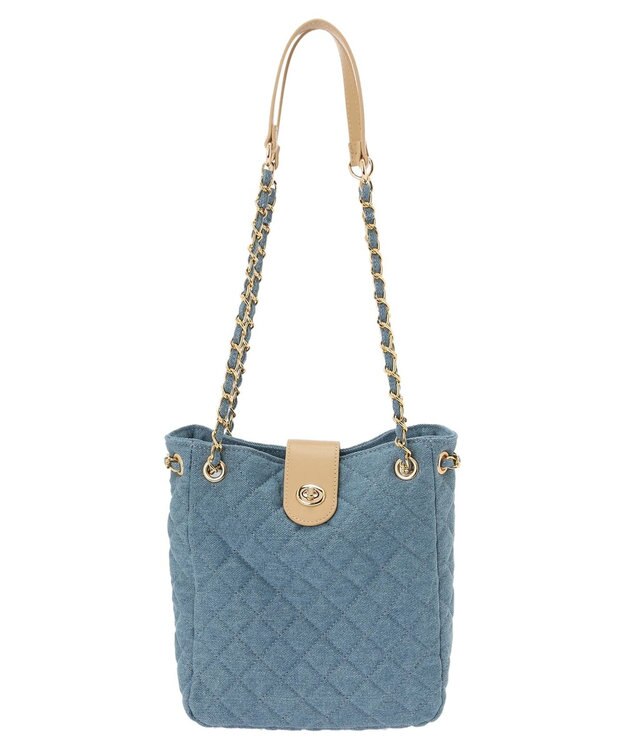 earth music&ecology デニムキルティングチェーンバッグ Light Blue