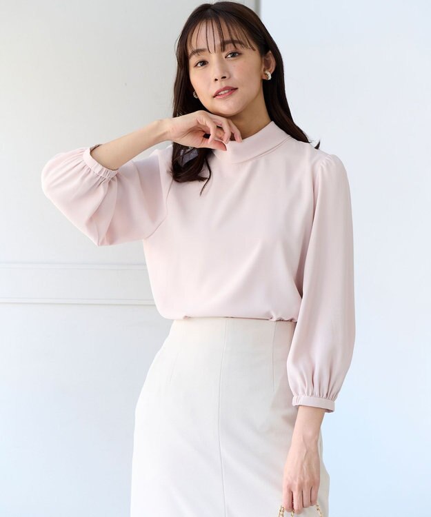 組曲 L 【KUMIKYOKU NAVY】ジョーゼットシフォン2WAY ボウタイブラウス ベージュ系