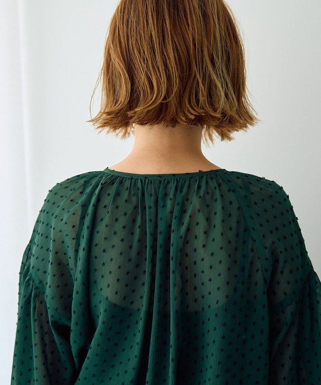 YECCA VECCA シアードットジャガードブラウス Green