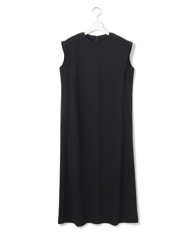 23区 L 【吸水速乾/UVカット/接触冷感/洗える】ストレッチジョーゼット ワンピース ブラック系