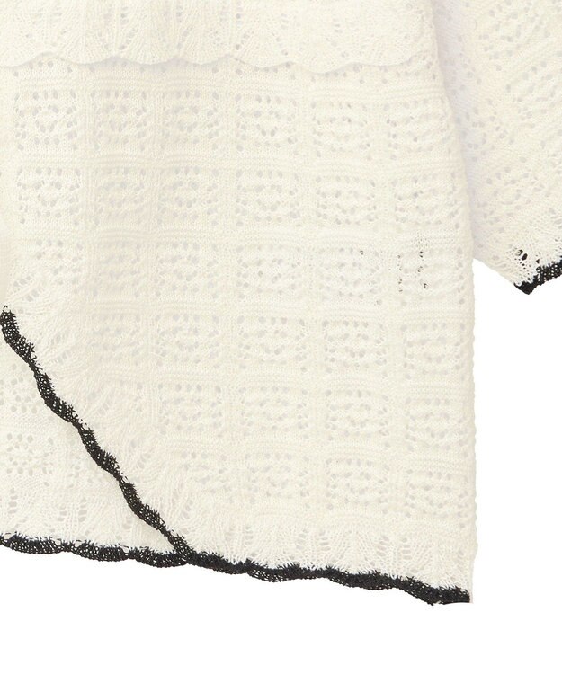 earth music&ecology ミニスカラップ透かし編みニットカーディガン Ivory