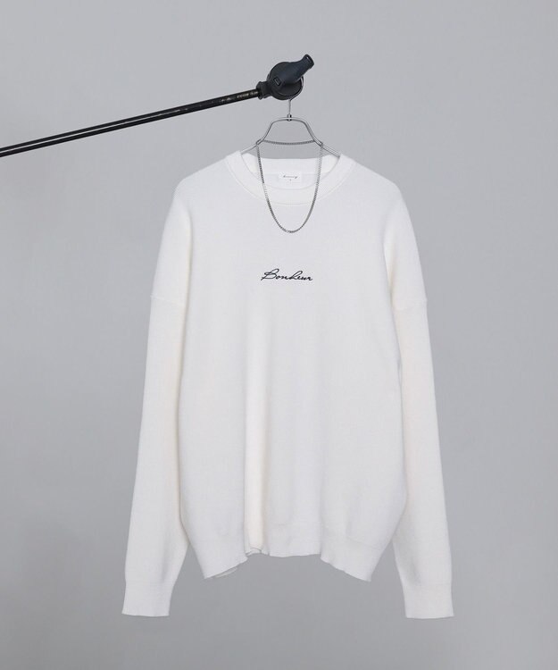 WEGO 【2点SET】アクセ付きワンポイントニットプルオーバー オフホワイト