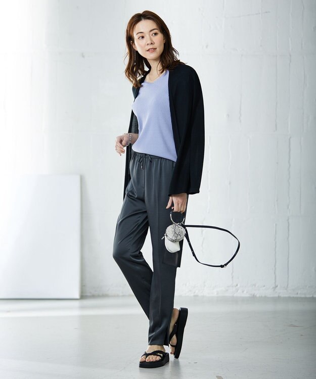 ICB 【洗える】コットンポリエステルリブ プルオーバー サックスブルー系