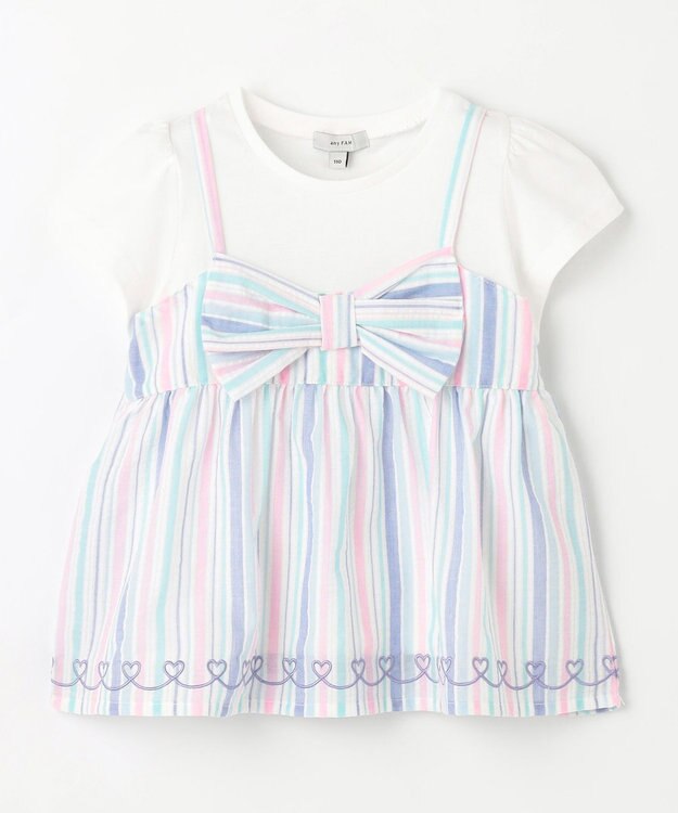 ANY KIDS キャミソール ドッキングTシャツ マルチストライプ