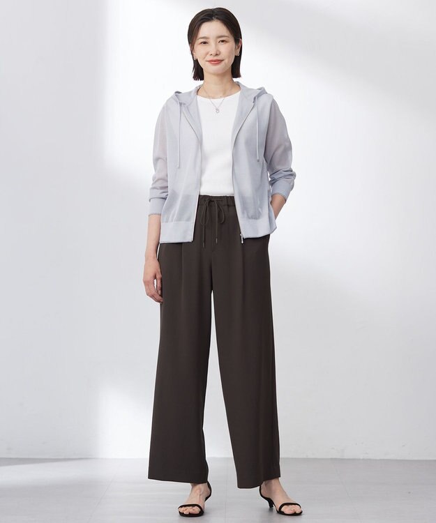 J.PRESS LADIES L 【WEB限定カラーあり・洗える】SHEER LIGHT KNIT ラメ パーカー 【WEB限定カラー】グレイッシュブルー系