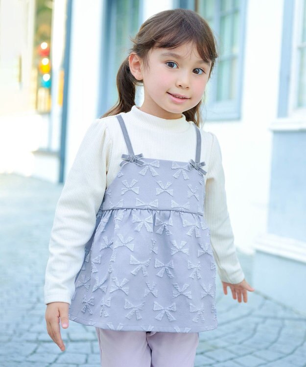 ANY KIDS 総柄リボンドッキングチュニック サックスブルー