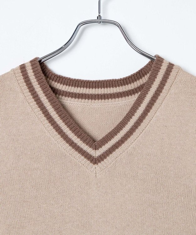 WEGO 【SCHOOLITEM】ラインスクールニットベスト オフホワイト