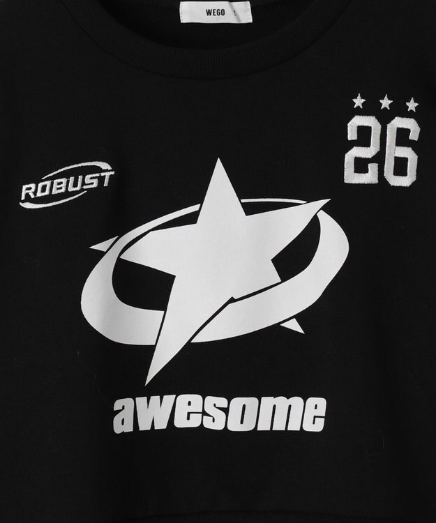 WEGO スターナンバリングショートスウェット ブラック