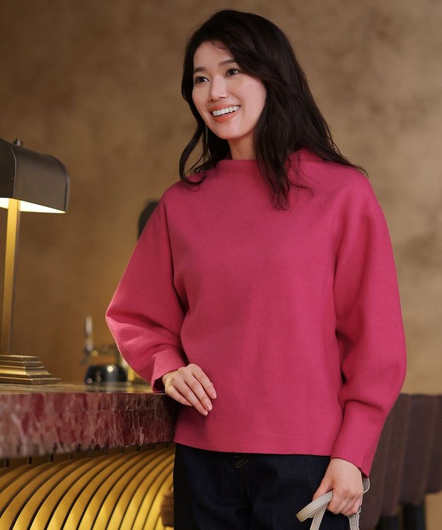 Tiaclasse 【洗える】モックネックジャガードニットプルオーバー