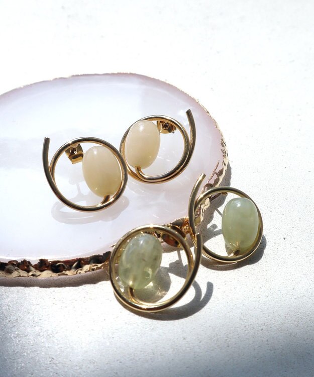 Tiaclasse カラーアクリル＋フープピアス シルバーホワイト