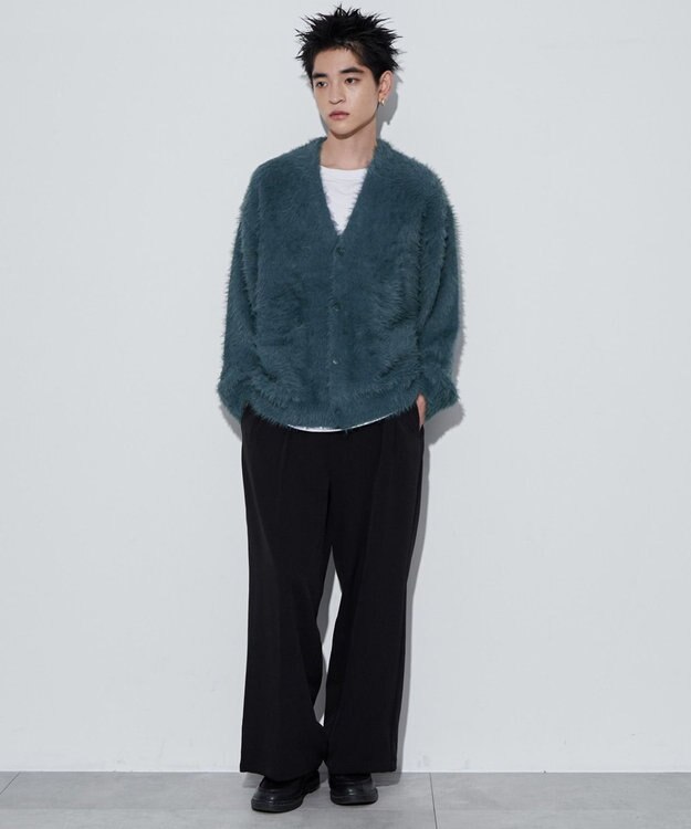 WEGO 【ユニセックス着用ITEM】フェザーカーディガン ブルー