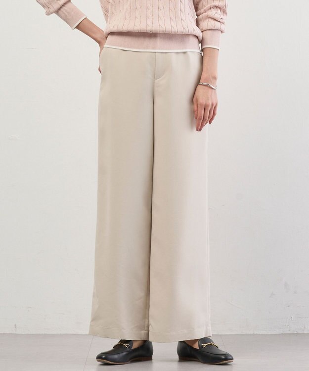J.PRESS LADIES L Springピーチ セミワイド パンツ サンドベージュ系