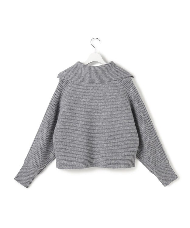 23区 S 【洗える】ウールカシミヤチャンキー クロップド スキッパーニット ライトグレー系