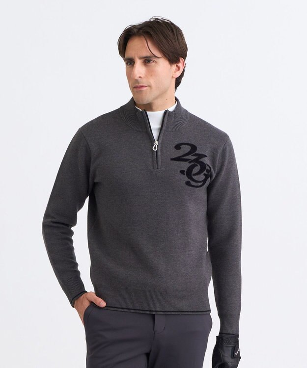 23区GOLF 【MEN】ロゴグラフィックもちもちニット グレー系
