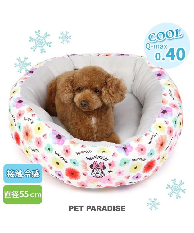 PET PARADISE ディズニー ミニーマウス 花柄 丸型  クール カドラーベッド（55cm） マルチカラー