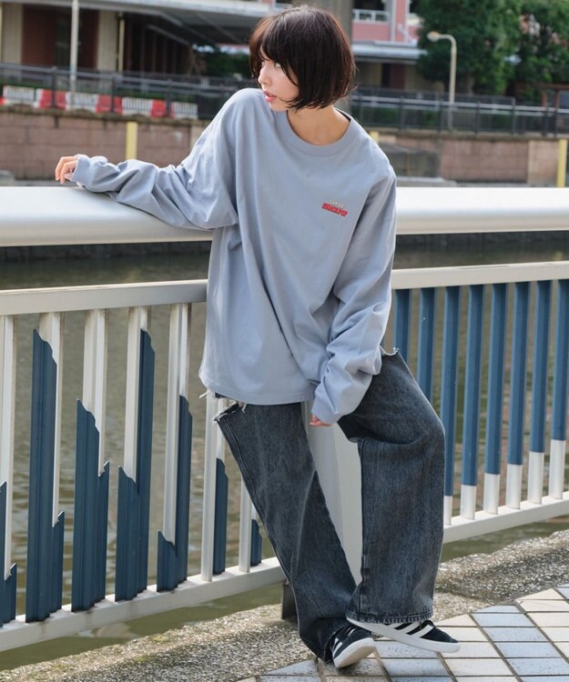 WEGO 【ユニセックス着用ITEM】ボーイズグラフィックBIG　T（LS） ブルー