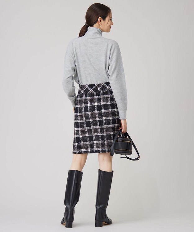 自由区 L BALLIループミルドチェック スカート ブラック×モカ