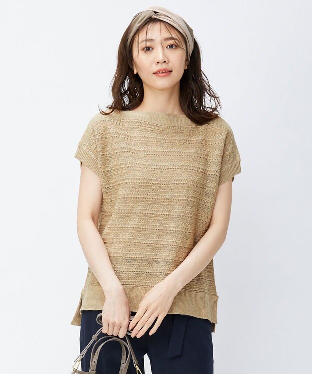 J.PRESS LADIES 【洗える】ヘンプレイヤード ニット ベージュ系