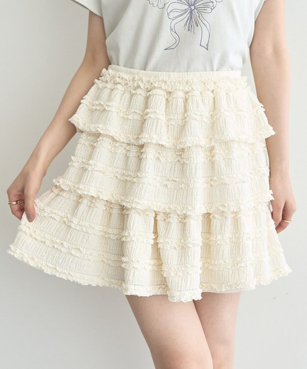 earth music&ecology 【2WAY】フリフリミニスカート Ivory