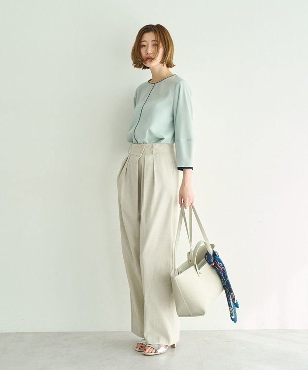 YECCA VECCA ビットプリントプリーツスカーフ Navy