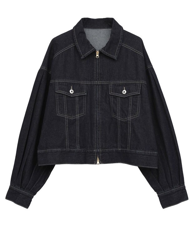 earth music&ecology ショートジップデニムジャケット Indigo