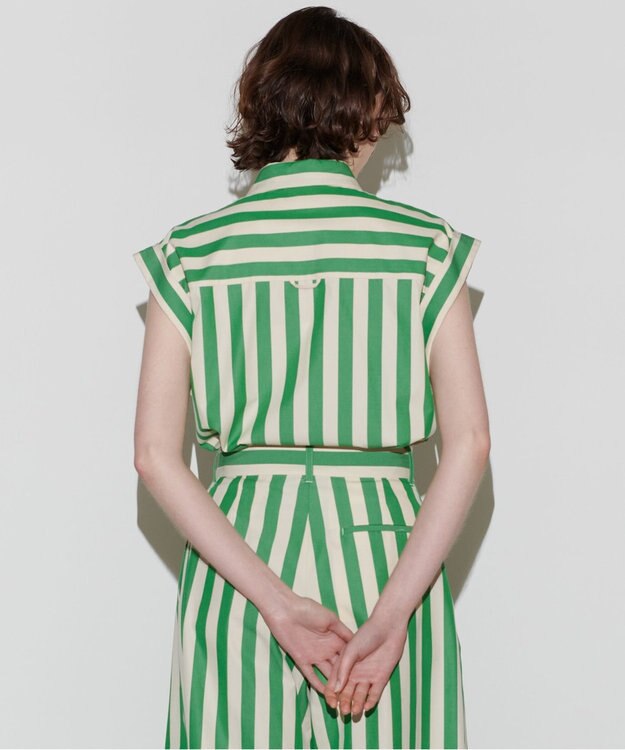 NAVE 【Nave 　洗える】ワイドストライプ ブラウス ライトグリーン系1