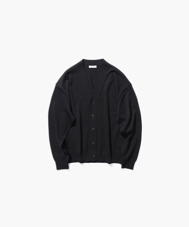 ATON WOOL WASHI | オーバーサイズカーディガン - UNISEX BLACK