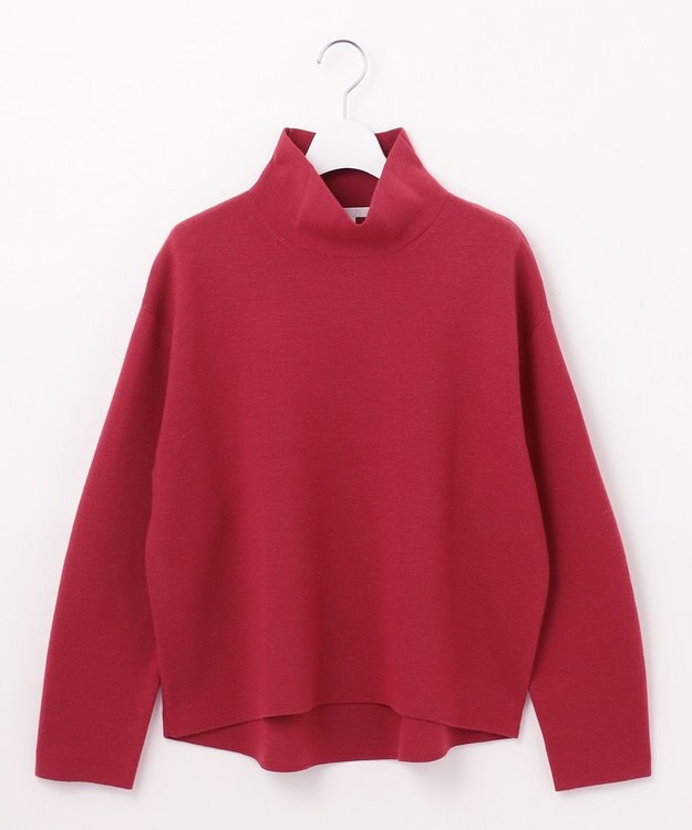 自由区 S 【洗える】ウールミラノハイネック ニット レッド系