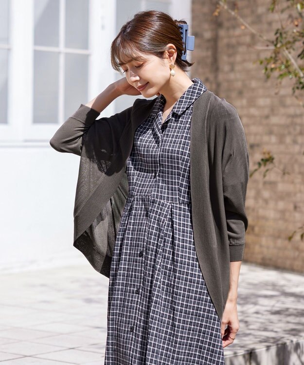 Tiaclasse 【洗える】開襟シャツワンピース ブラックチェック
