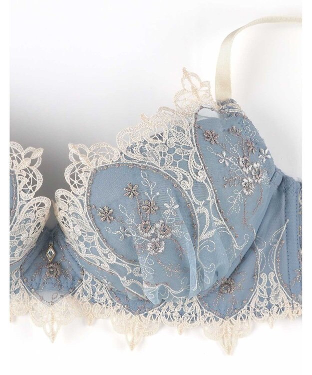 AMPHI ブラジャー 谷間メイク カップ上辺が浮きにくい Gカップまで対応 大きいサイズ 【Glama-Rich グラマリッチ ボリュームUPタイプ】 ブラ BYJ306 アンフィ／ワコール サックス