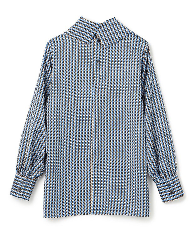 BEIGE， MABILLON / スカーフブラウス Sax x Brown