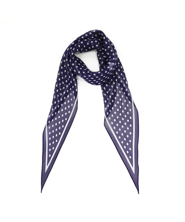 Marca ＜洗えるシルク＞ドット 菱形スカーフ Marcaオリジナル ウォッシャブルシルクローン ネイビー