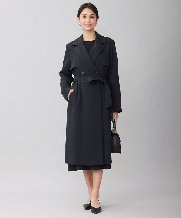 自由区 L トロトレンチロング丈 コート ネイビー系