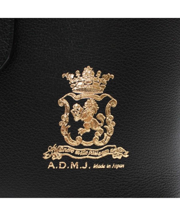 A.D.M.J. 【牛革】クラシックアニルブリロ/アールデコバケットトート18cm(ショルダーストラップ付) ブラック