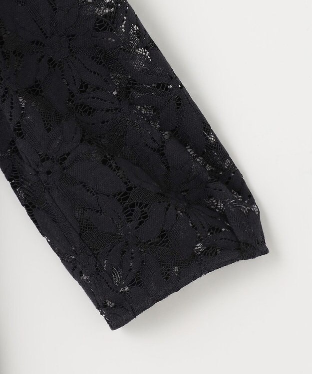 自由区 【XSサイズ～/洗える】フラワーコードレース サックワンピース ネイビー系