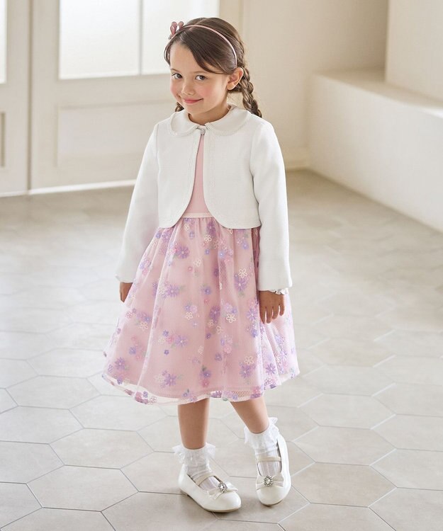 ANY KIDS ノーカラー ボレロジャケット ホワイト