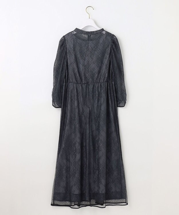 ANY SIS 【Lily calin】バイカラードットチュール ドレス ブルーグレー