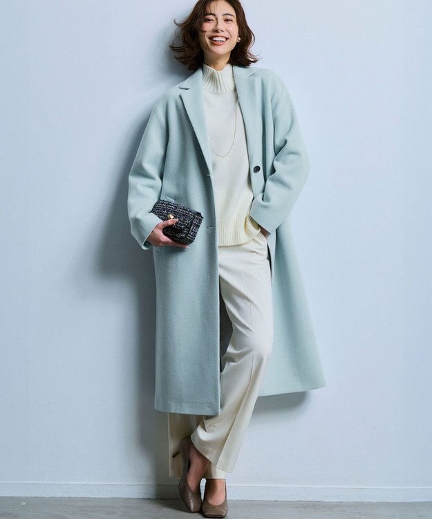 23区 【WEB&一部店舗限定】ウールモッサ チェスターコート スカイブルー系