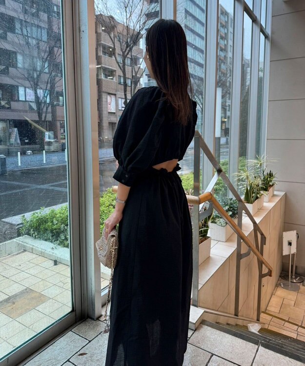Green Parks AnriettMusee バックカットワークワンピース Black