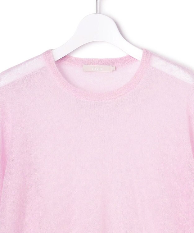 ICB 【洗える】 シルキーシアーモヘヤ ニットプルオーバー シェルピンク系